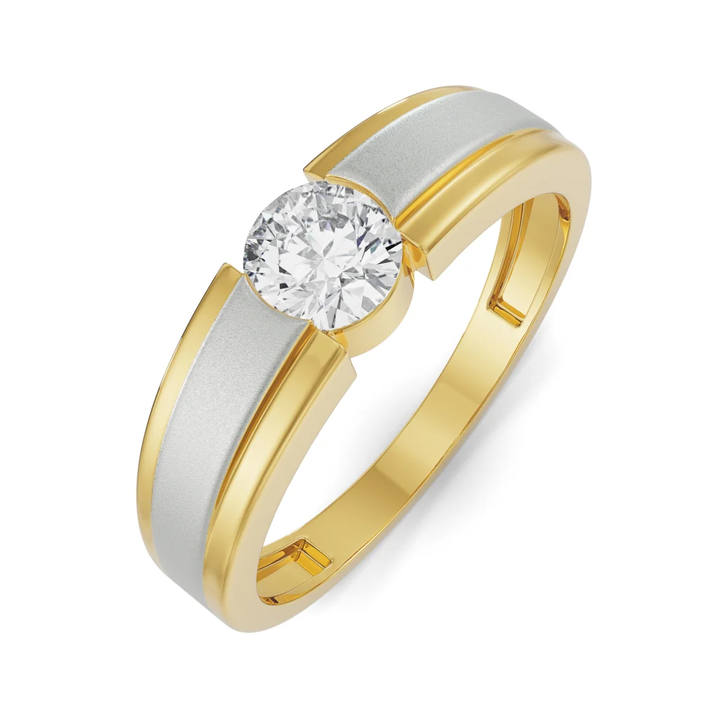 Two-Tone Bezel Solitaire Men’s Band