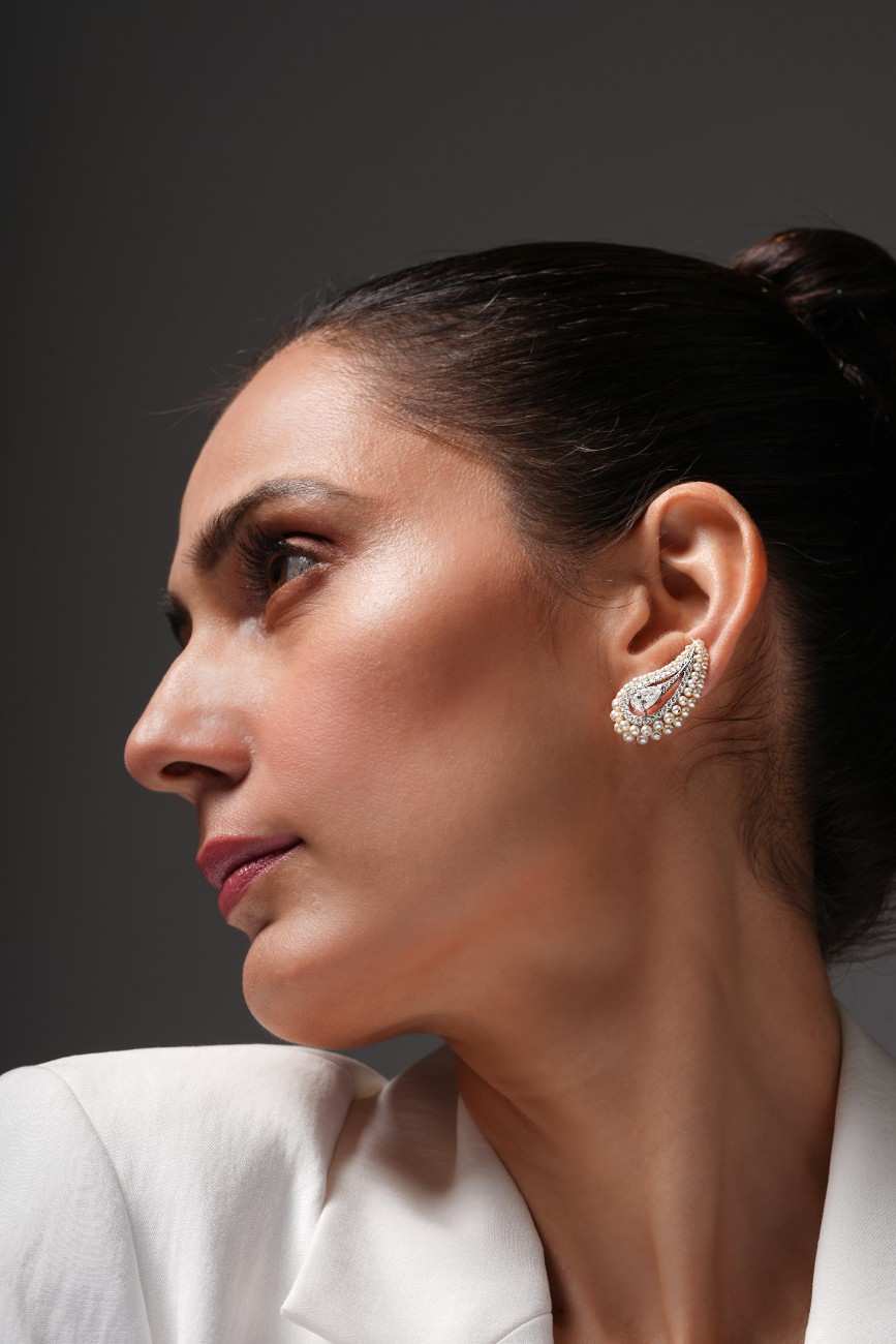 Diamond Pearl Paisley Earrings