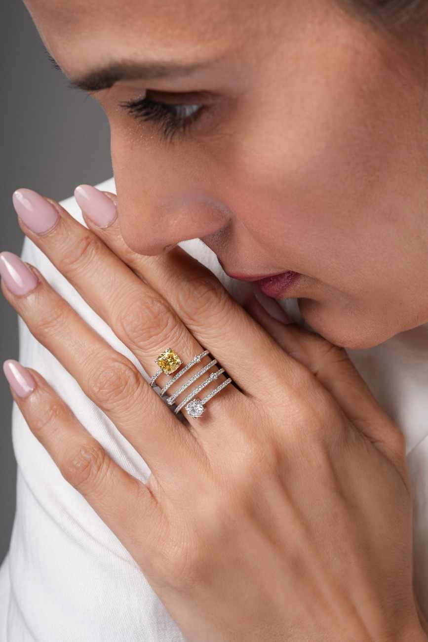 Yellow Diamond Spiral Ring